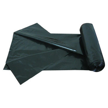 Bolsa de basura de plástico de alta resistencia con pliegue en C negro de LDPE